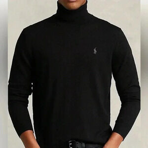 Polo Ralph Lauren Charcoal Gray Soft 100% Cotton Turtleneck Sweater- Vintage